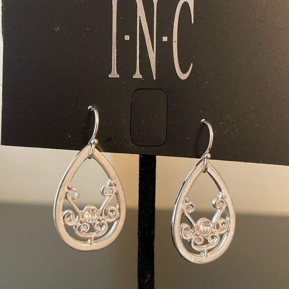 INC silver tone and sparkly rhinestones with curly spirals - Picture 1 of 2